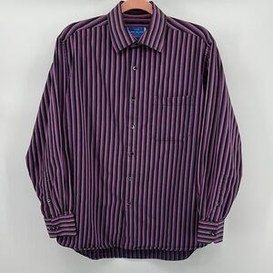 VTG John Miller Purple Striped Casual Button Down Shirt Sz14.5-15